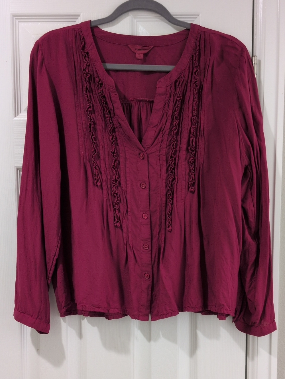 Lucky Brand Wine Long Sleeve Blouse